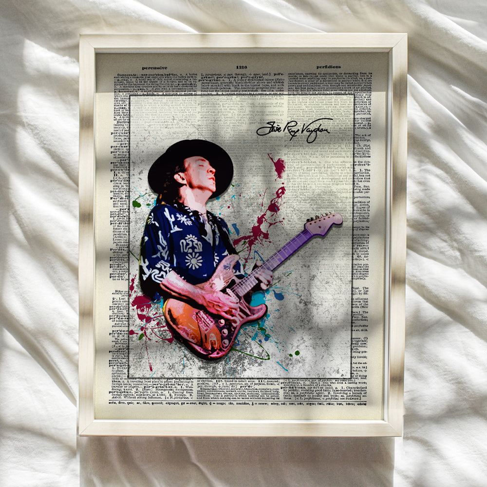 Stevie Ray Vaughan Unframed Wall Art Print - Great Gift for Music and Rock n Roll Fans - Cool Steampunk Home Decor - Ready to Frame (8x10) Vintage Photo