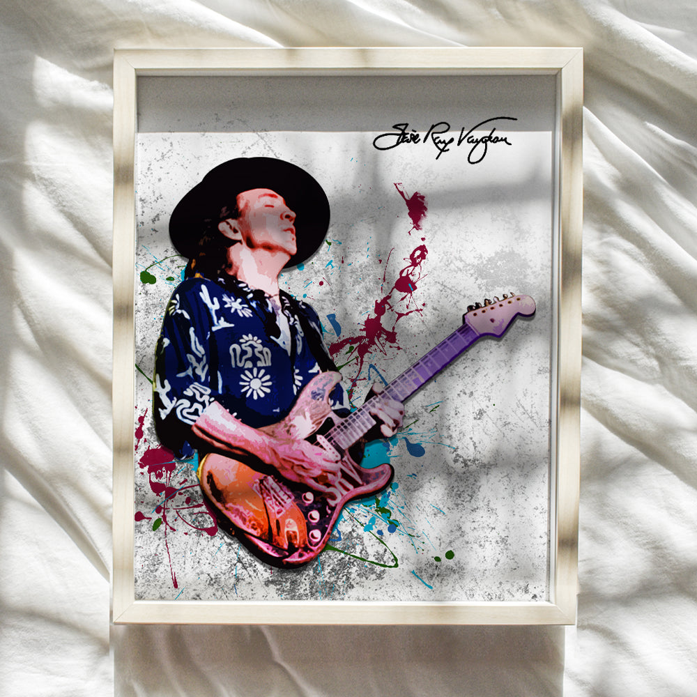 Stevie Ray Vaughan Unframed Wall Art Print - Great Gift for Music and Rock n Roll Fans - Cool Steampunk Home Decor - Ready to Frame (8x10) Vintage Photo