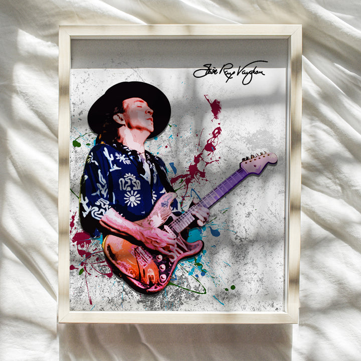 Stevie Ray Vaughan Unframed Wall Art Print - Great Gift for Music and Rock n Roll Fans - Cool Steampunk Home Decor - Ready to Frame (8x10) Vintage Photo