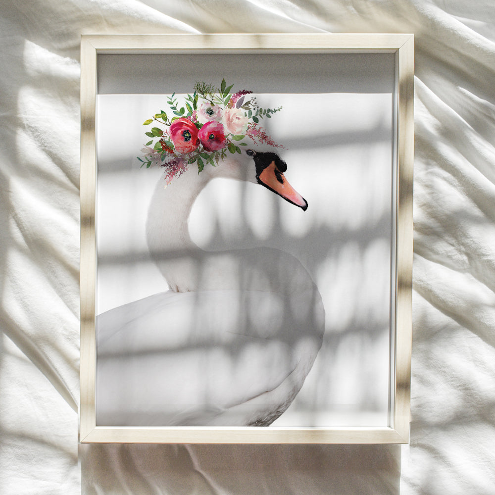 Swan Wall Decor - Swan Wall Art - Swan Nursery Decor - Girls Room Decor - Toddler Girls Bedroom - Little Girls Bedroom - Baby Girl Bedroom - Pink Cute Bathroom Decor for Women - 8x10 Picture