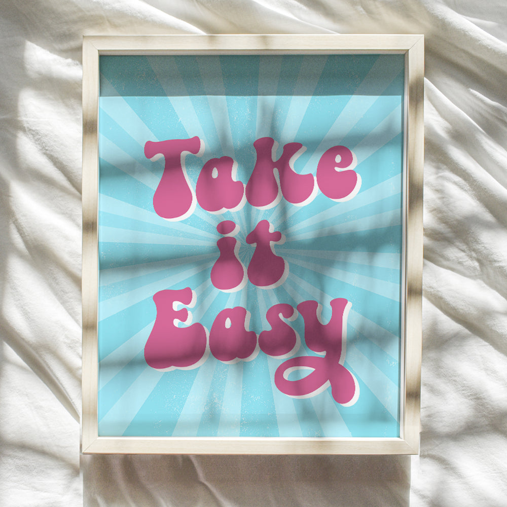 Preppy positive Quotes Wall Decor - 60s Retro Aesthetic Room Decor - Trendy Wall Art for Women, Woman, Teen Girls, College Dorm Room Decor - 70s Hippie Light Blue and Pink Self-care Sayings Poster