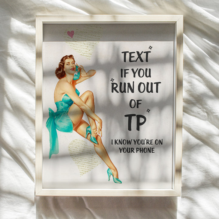 Pin up Funny Vintage Style Bathroom Home Decor Print - 8x10 Wall Art Picture for Bath - Great Unique Humorous Gift - Unframed Retro Poster Decoration