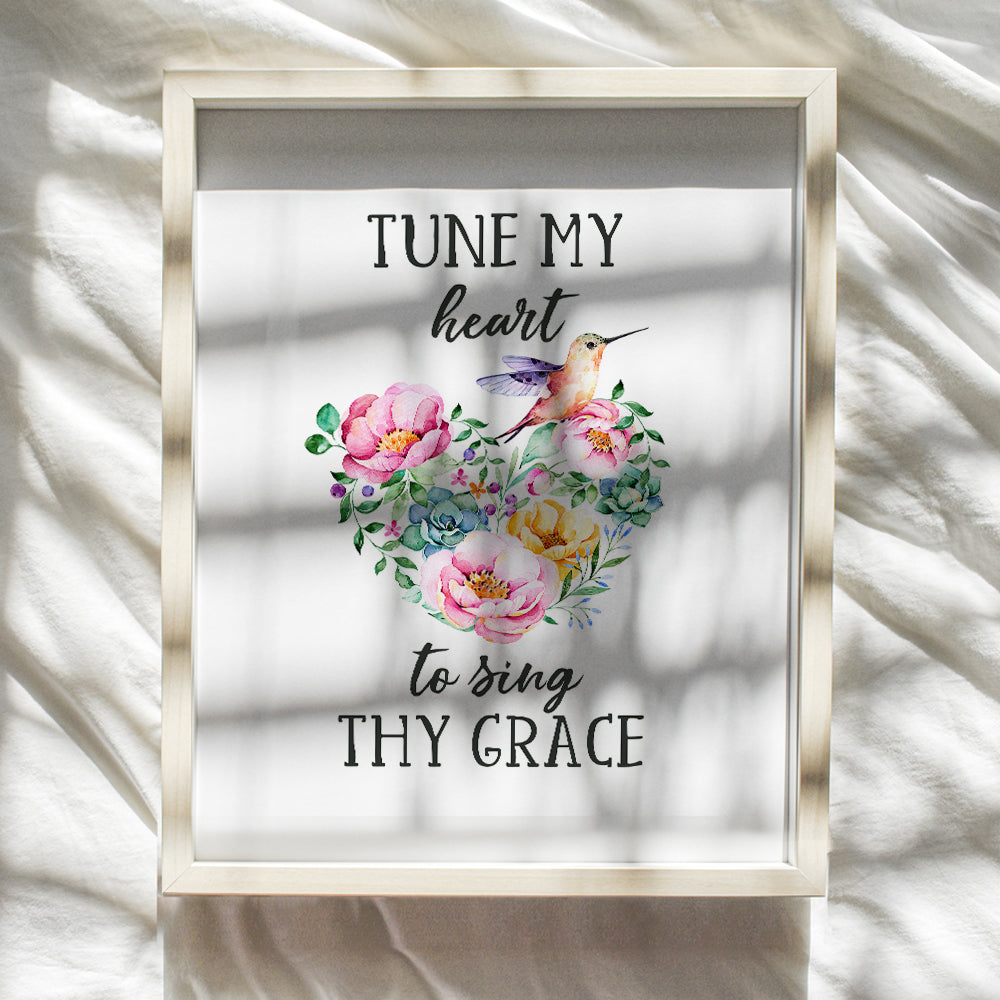 Scripture Wall Decor - Religious Wall Art for Bible Study Group - Christian Gifts for Women, Musician, Music Fan, Pastor - Blessed Wall Decor - Church Decorations - God Wall Art - Flowers Hummingbird