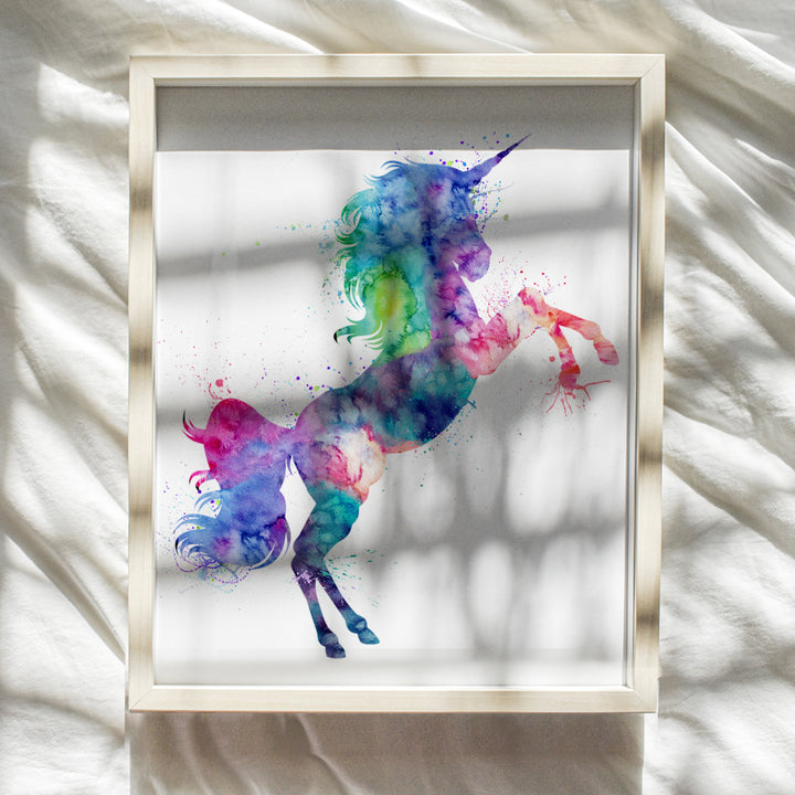 Unicorn Watercolor Wall Art Print - 8x10 Unframed Photo - Perfect Gift for Girls Room, Chic Home Decor