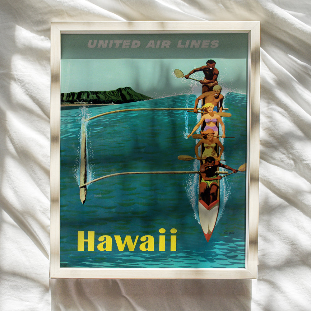 Vintage Hawaii Travel Poster Wall Art Print - 8x10 Photo - Perfect Tropical Home Decor for Lake or Beach House, Living Room, Bedroom, Bathroom, Den - A Great Easy Gift for People Who Travel - Unframed