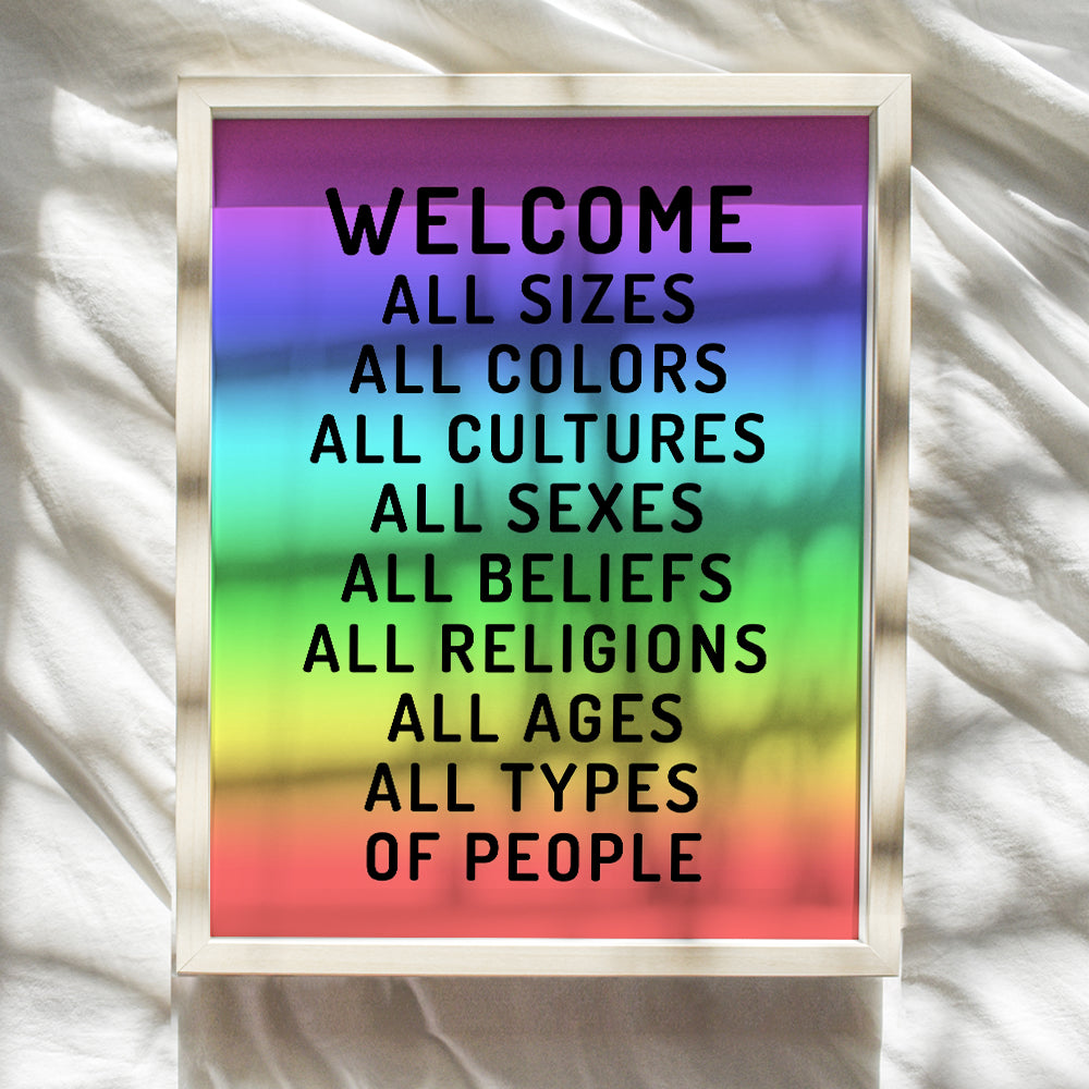 Welcome Sign - Welcome Wall Decor - Welcome Wall Art Picture - Welcome Poster Print - Home Office Store Bar - Black African American Art - LGBTQ Queer Gay Bi Lesbian Latino, Liberal Democrat Gifts