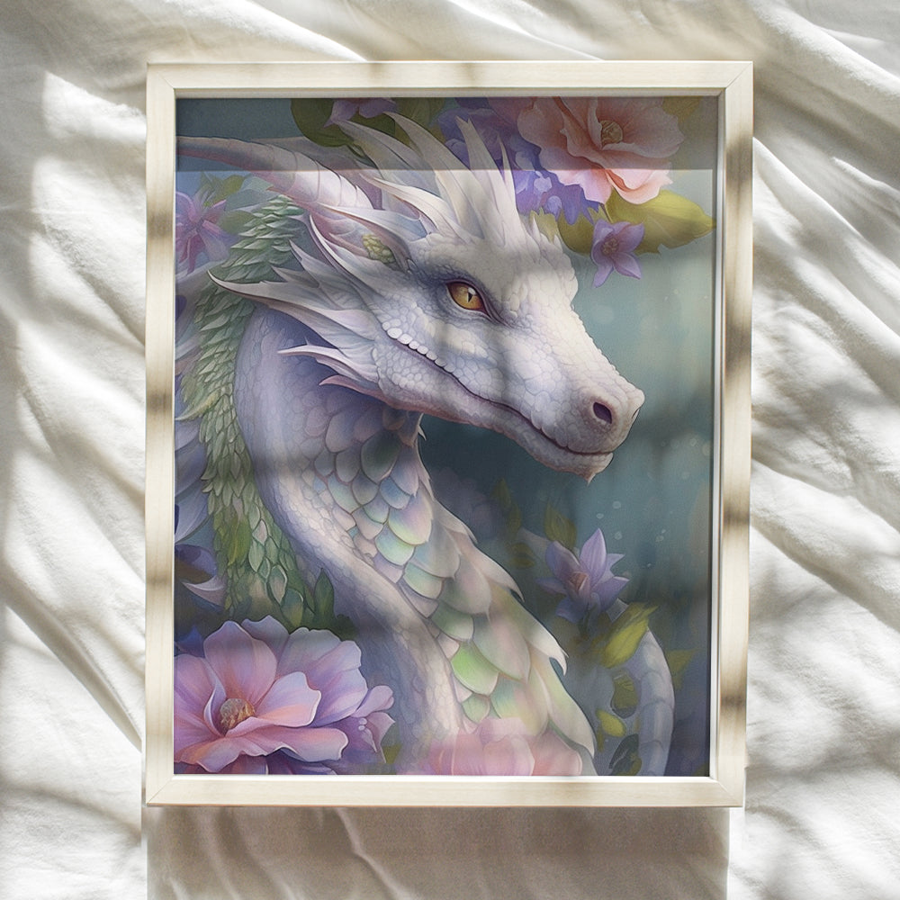 Sci Fi Video game Room Decor - Fantasy Dragon Decorations Wall Art - Gaming Accessories, Science Fiction Gamer Room Decor Poster - White Pink Girls Room Decor, Girls Bedroom Decor - Gamer Gifts