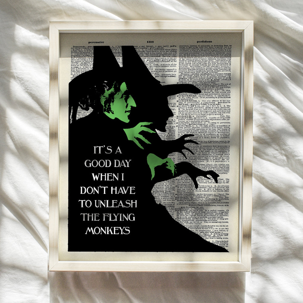 Funny Wizard of Oz Dictionary Art - 8x10 Wicked Witch Wall Decor, Home Decoration, Apartment or Office Poster- Cool Unique Gift for Mom, Boss, Manager - Unframed Picture, Photo, Print