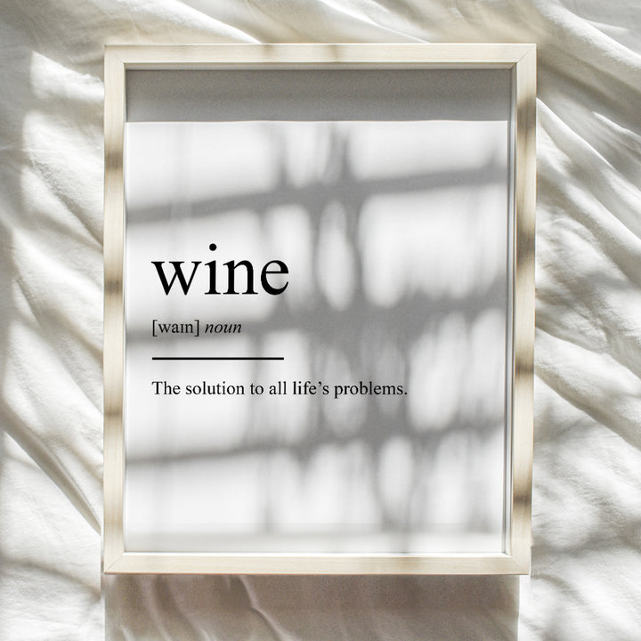 Wine Definition - Unframed Wall Art Print Typography - Makes a Great Gift for Kitchens - Funny Home Decor - Ready to Frame (8x10) Photo