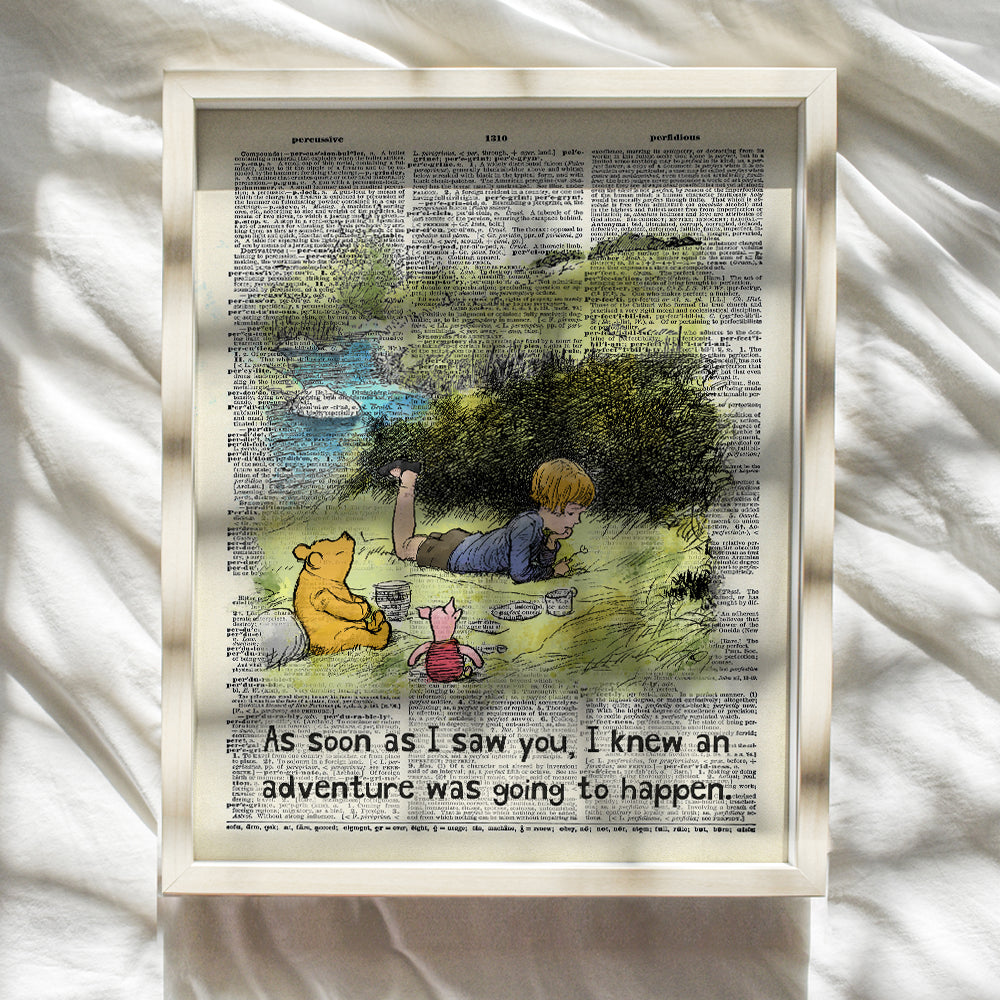 Winnie Pooh Quote Upcycled Dictionary Art - A. A. Milne Vintage Wall Art print, Poster - Home Decor Room decoration for Nursery or Kids Room - Gift for Girls, Boys, Moms, Baby shower - 8x10 Unframed