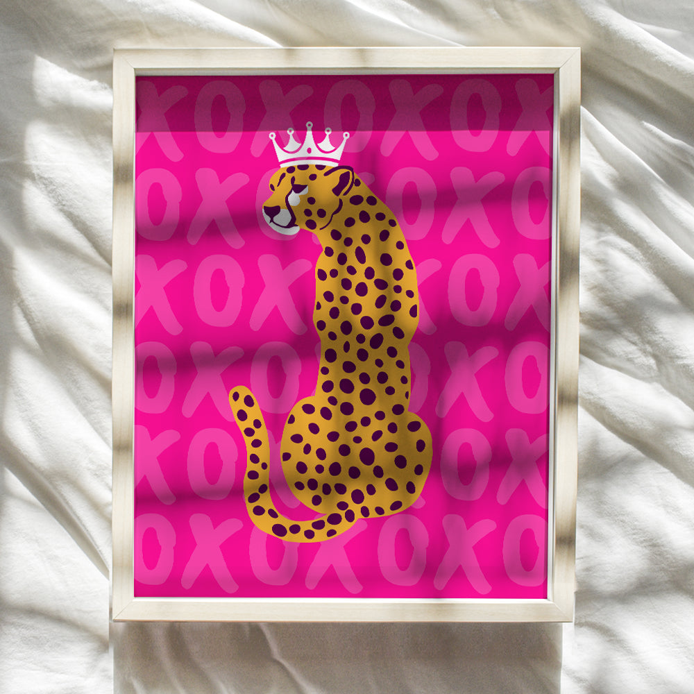 Cheetah Wall Art - Cheetah Print Wall Decor - Indie Trendy Aesthetic Room Decor - Pink Preppy Room Decor - Yellowbird Art & Design Wall Art - Leopard Home Decor - Teen Girls Womens Bedroom Decor