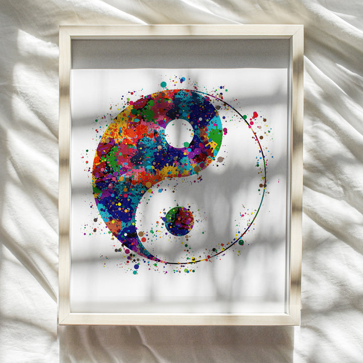 Yin Yang Inspirational Zen Watercolor Art Print - 8x10 Unframed Photo - Motivational Gift for Meditation, Buddha Fans, Buddhists - Unique Spiritual New Age Home Decor