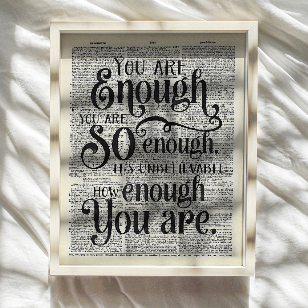 You Are Enough Motivational Wall Art Print - 8x10 Inspirational Wall Art, Dictionary Wall Art, Home Decor, Room Decoration Photo Picture - Cool Unique Gift - Unframed Poster