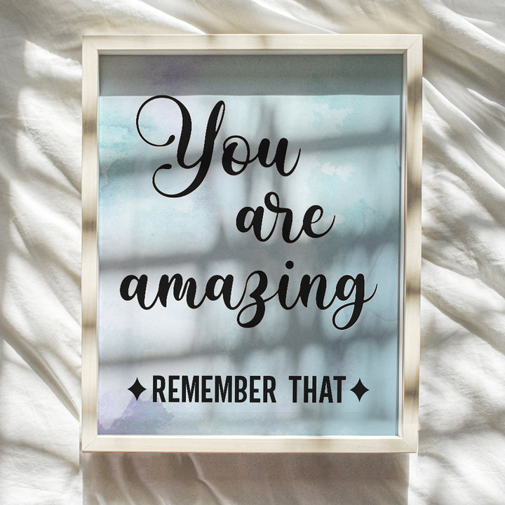 You Are Amazing Typography - Unframed Watercolor Wall Art Print - Makes a Great Gift for Teachers - Chic Home Decor - Inspirational and Motivational - Ready to Frame (8x10) Photo