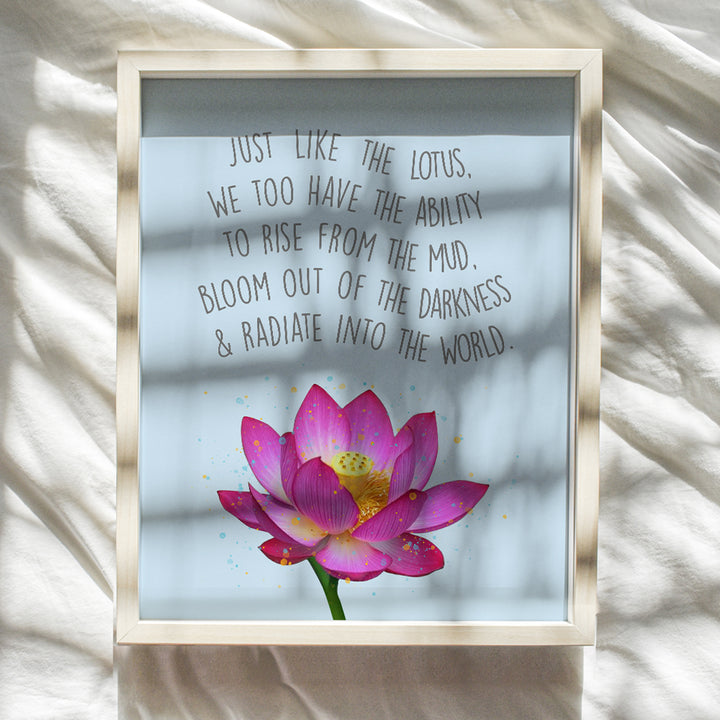 Inspirational Zen Lotus Quote Wall Art Decor Print - Spiritual 8x10 Home, Office, Apartment, Yoga Studio, Meditation Room Decor - Motivational Gift for Buddhist, Buddha Fan - Unframed Poster Print