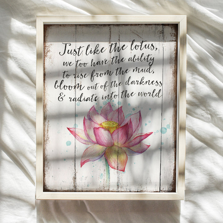 Inspirational Zen Art Print - 8x10 Motivational Lotus Wall Art Photo - Unique Spiritual Home Decor for Yoga Studio, Bathroom, Bedroom - Gift for Women, Meditation Buddha Fans - Unframed Poster