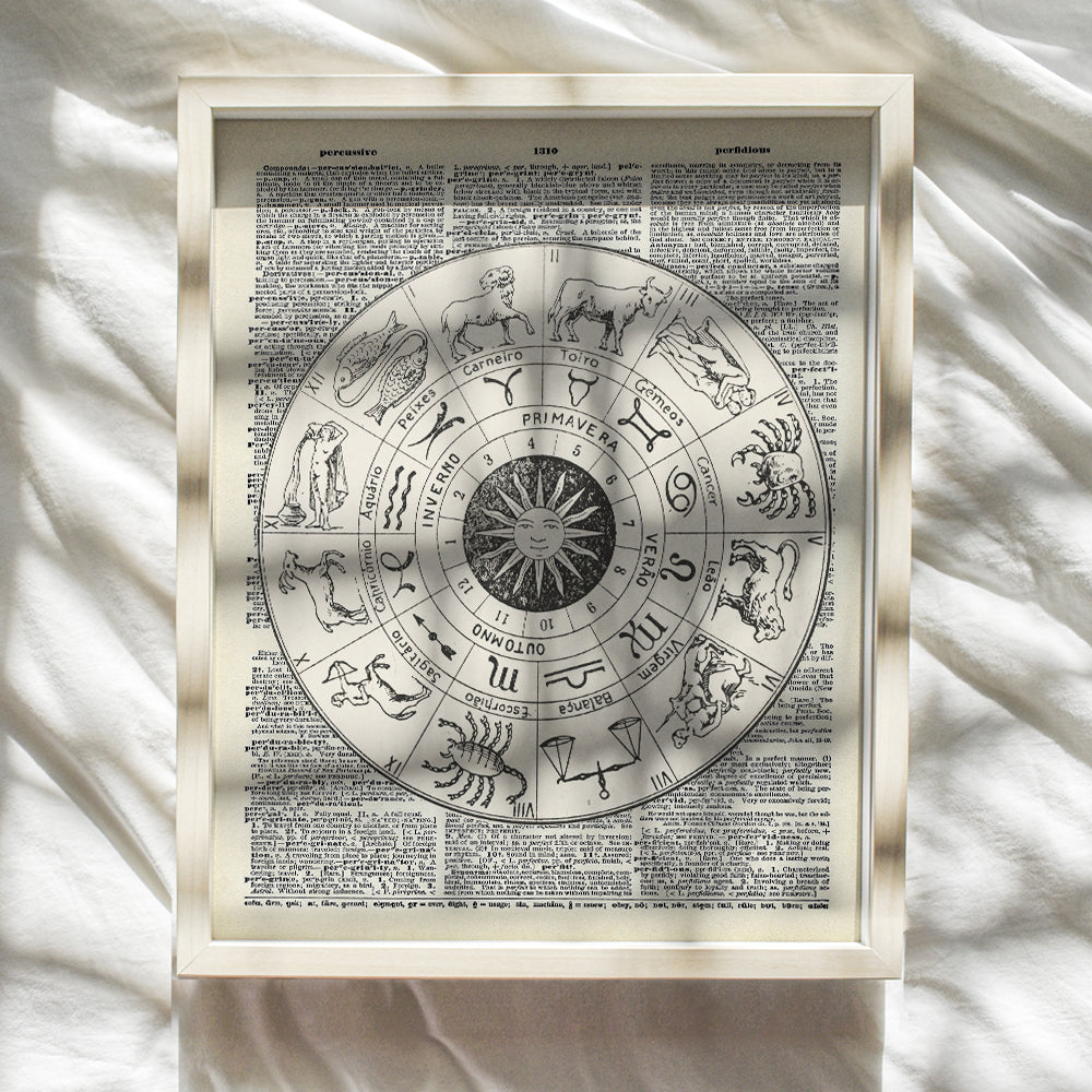 Zodiac Upcycled Dictionary Wall Art Print - Vintage 8x10 Unframed Photo - Great Gift for Steampunk and Astrology Lovers - Chic Home Decor