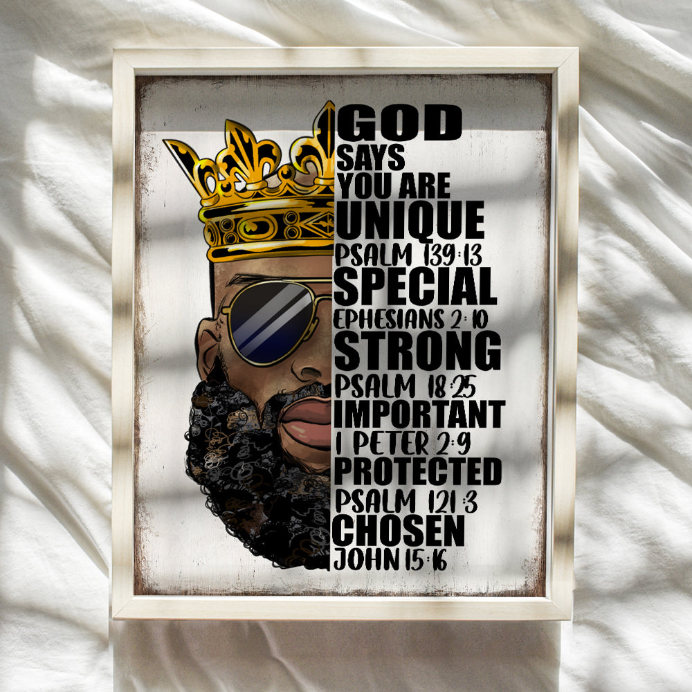 Bible Verse Gifts for Black Men - Christian Art - Psalms Inspirational Wall Decor - masculine Motivational Wall Art for Men's Bedroom, Man cave, Apartment - Religious Wall Decor for African Americans