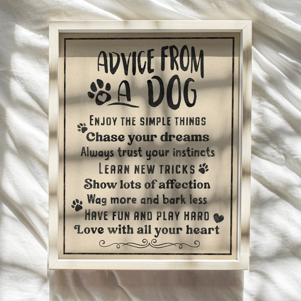 Inspirational Quotes Dog Wall Art - Dog Decor - Cute funny Rustic Wall Decor for Dogs - positive Quotes Wall Art - Family Room Decor - Dog Decorations - Dog Quotes Poster 8x10- Yellowbird Art & Design