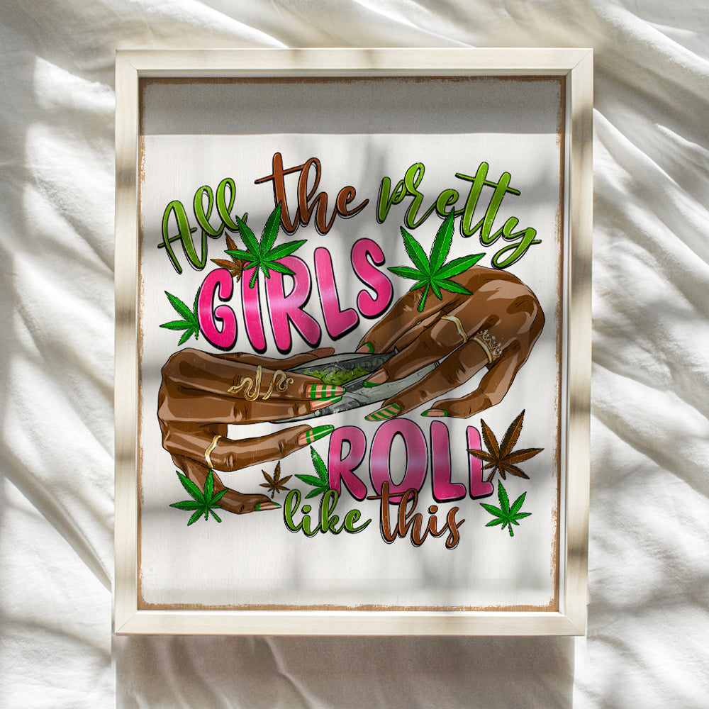 Smoking Marijuana Wall Decor for Women - Trippy Poster Stoner Room Decor, Weed Decorations for Women, Black Girl Smoking Weed, Groovy Pothead, African American - Cannabis Hippie Psychedelic Wall Art