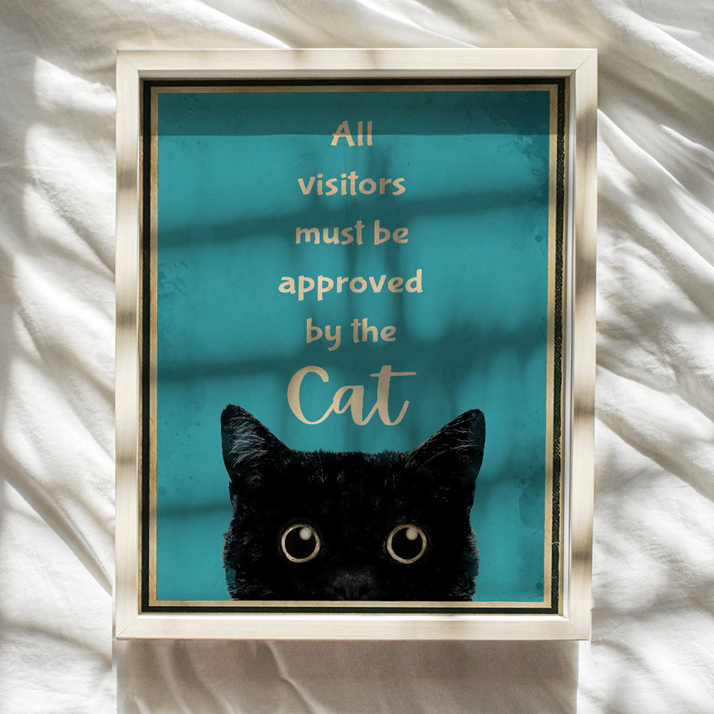 Cat Welcome Sign - Funny Cat Wall Decor - Cute Cat Poster - Cat Wall Art - Black Cat Decorations - Cat Home Decor - Cat Themed Gifts - Cat Lover Gifts for Women, Men - Cat Lover Gifts - Cat Lady