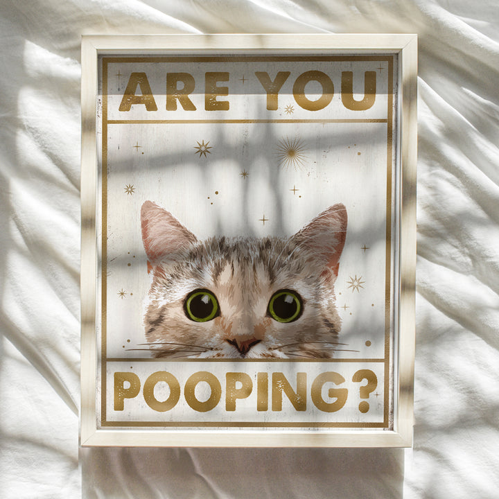 Cute Cat Bathroom Wall Art - Bathroom Wall Decor - Bathroom Decor Pictures for Women Men Kids - Modern Bathroom Accessories - Restroom Sign - Powder room decoration - Cat Lovers Funny Bathroom Decor