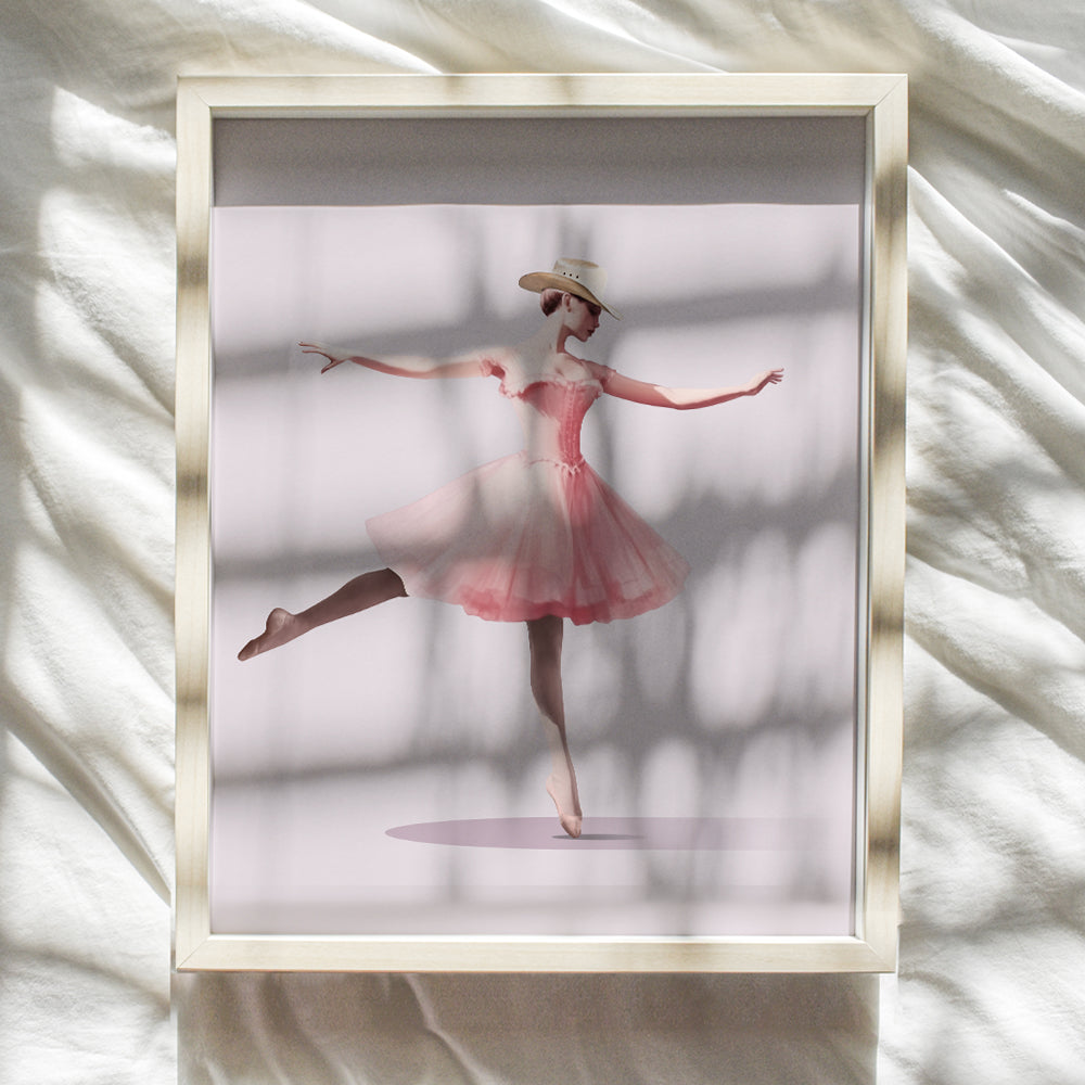 Cowgirl Ballerina Country Home Decor - Western Decor - Cute Girly Pink Teen Bedroom Decor - Country Living room Decor - Chic Wall Art -Dance Decorations - Room Decor for Women - Wall Decor Aesthetic