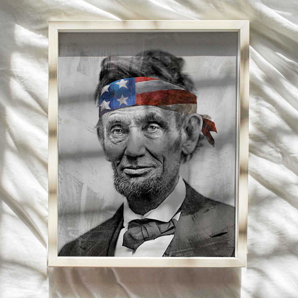 Abraham Lincoln Poster - 8x10 Patriotic Wall Decor - Republican Gifts for Conservatives - American History, Abe Lincoln Gifts - American Flag Bandana - USA Wall Art Decor - The Civil War Decorations