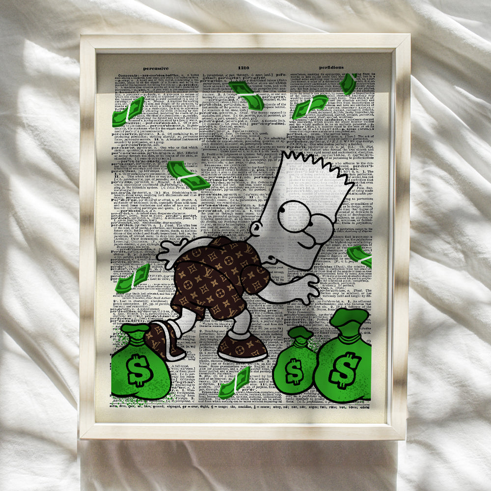 Graffiti Wall Art of Louis Vuitton - Bart Simpson Poster - Banksy Wall Art Set - LV Wall Decor - Money Decorations Wall Decor - Urban Wall Decor - Funny Street Art Mural for Alec Monopoly Fans