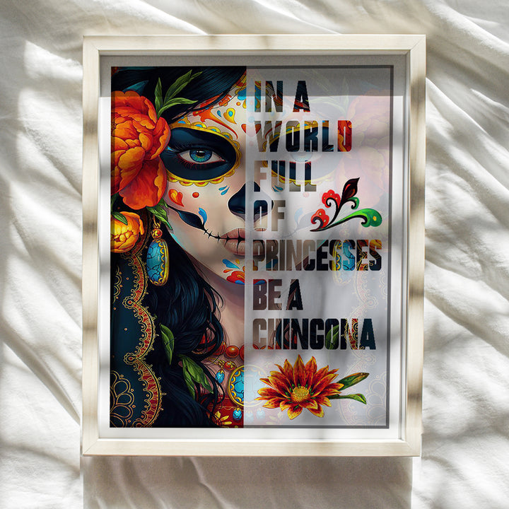 Mexican Theme Decoracion Para Mujer - Sugar Skull Decor, Regalos Para Mujer - Decoracion de Pared Mexican Decor for Chingona Chicano Latina Mexican Women - funny Mexican art, Mexican Wall Art