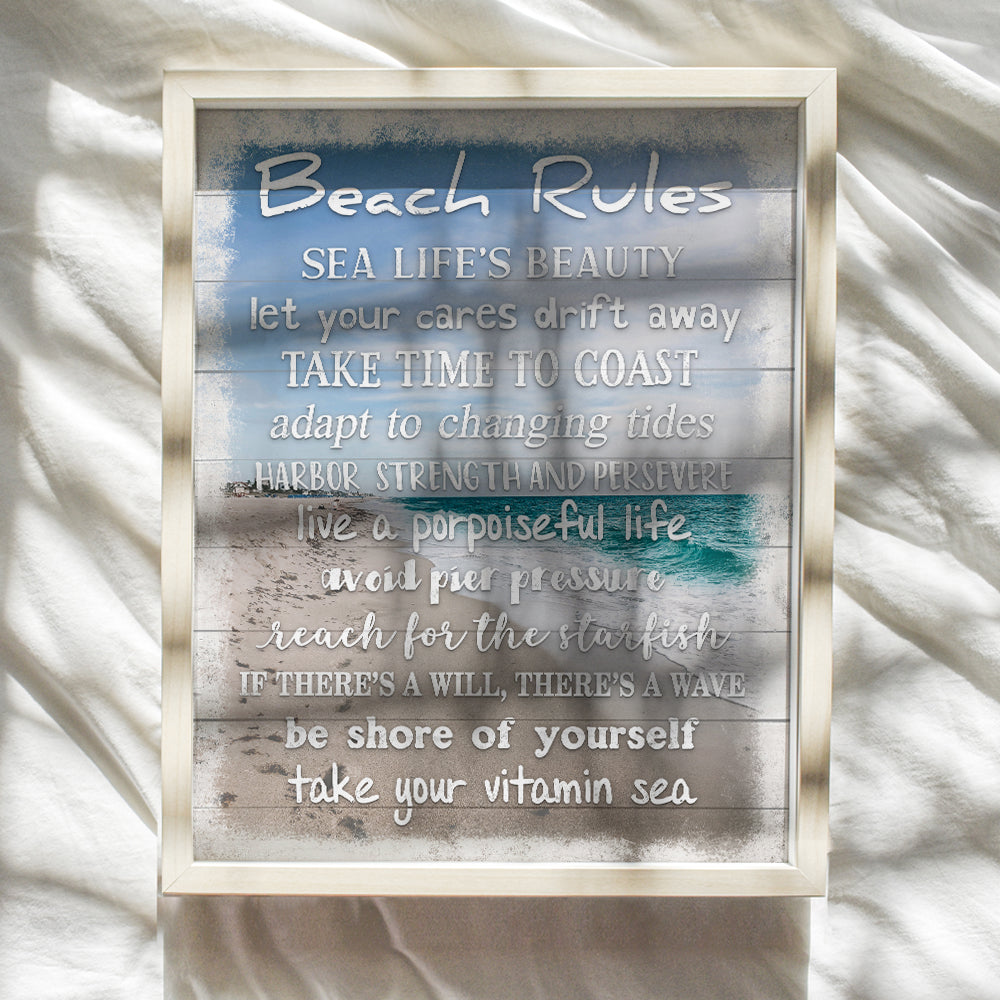 Inspirational Quotes Beach Wall Art & Decor - Inspiration Motivation Nautical Coastal Rustic Vintage Shabby chic decoration - Ocean Sea Summer Lake house Seashore Hawaii Themed Poster UNFRAMED 8x10