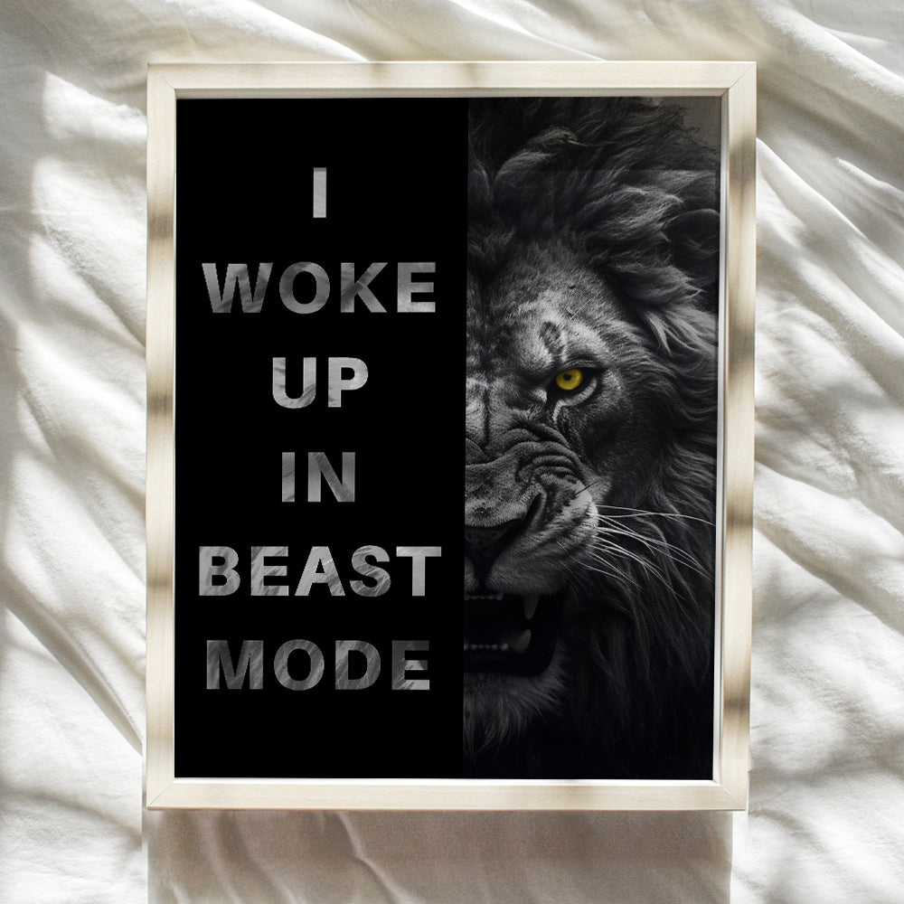 Motivational poster Office Wall Art 8x10 - Motivational Wall Art & Decor - Positive Quotes - Inspiration Motivation Man cave Decor - Gym Wall Decor for Men - Lion Wall Decor - Yellowbird Art & Design