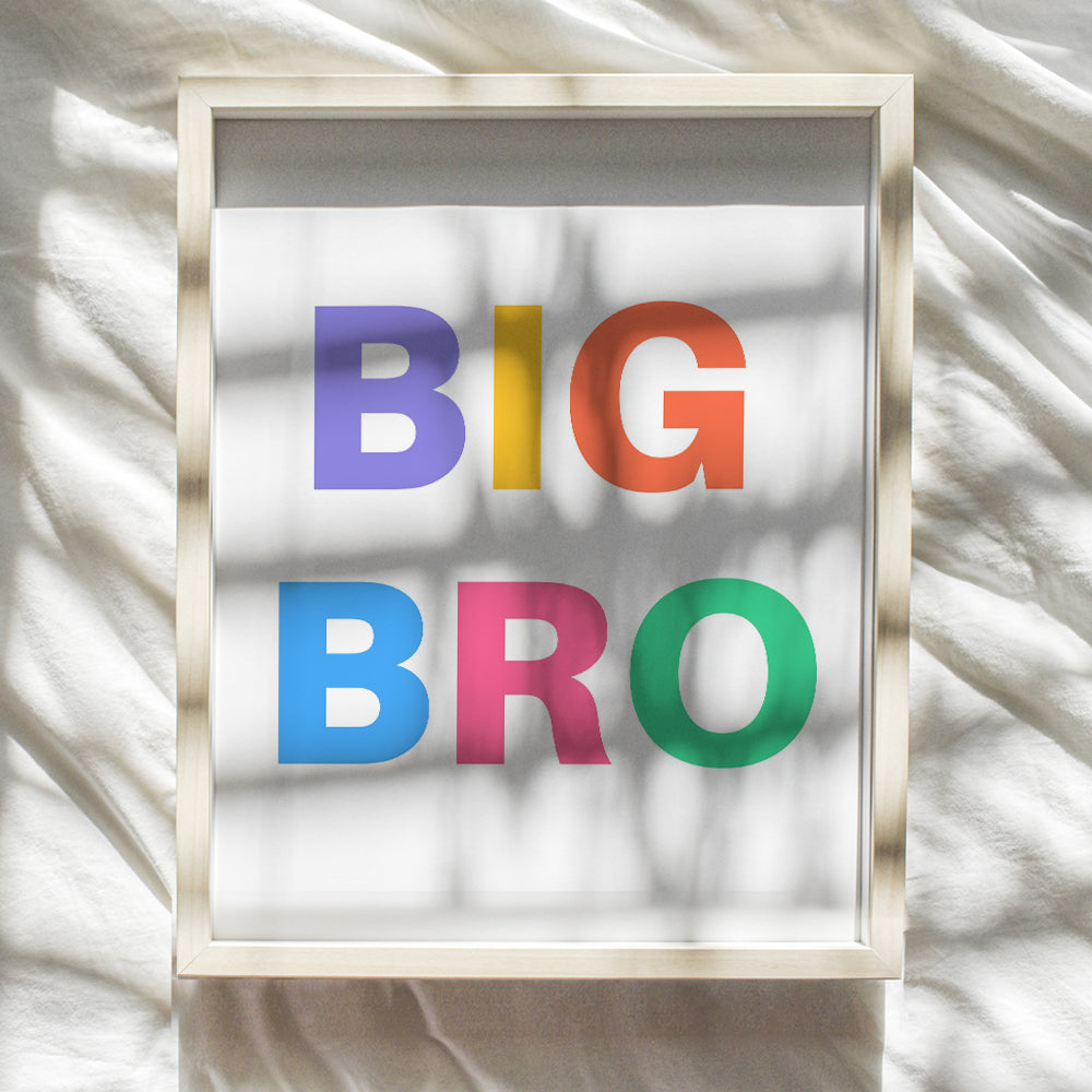 Big Bro Boys Bedroom Decor - Big Brother Gifts - Toddler Boys Room Decor - New Baby Shower Wall Decor - Family Room Wall Decor - Family Signs - Boy Room, Kids Room Wall Art - Playroom Home Decor