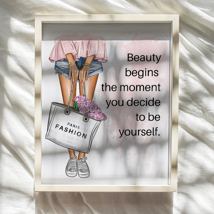 Positive Quotes Wall Decor for Women - Inspirational Quotes Wall Art - Glam Fashion Wall Decor - Motivational Wall Art For Designer Handbags Fan - Luxury Gift for Teens Bedroom, Girls Room