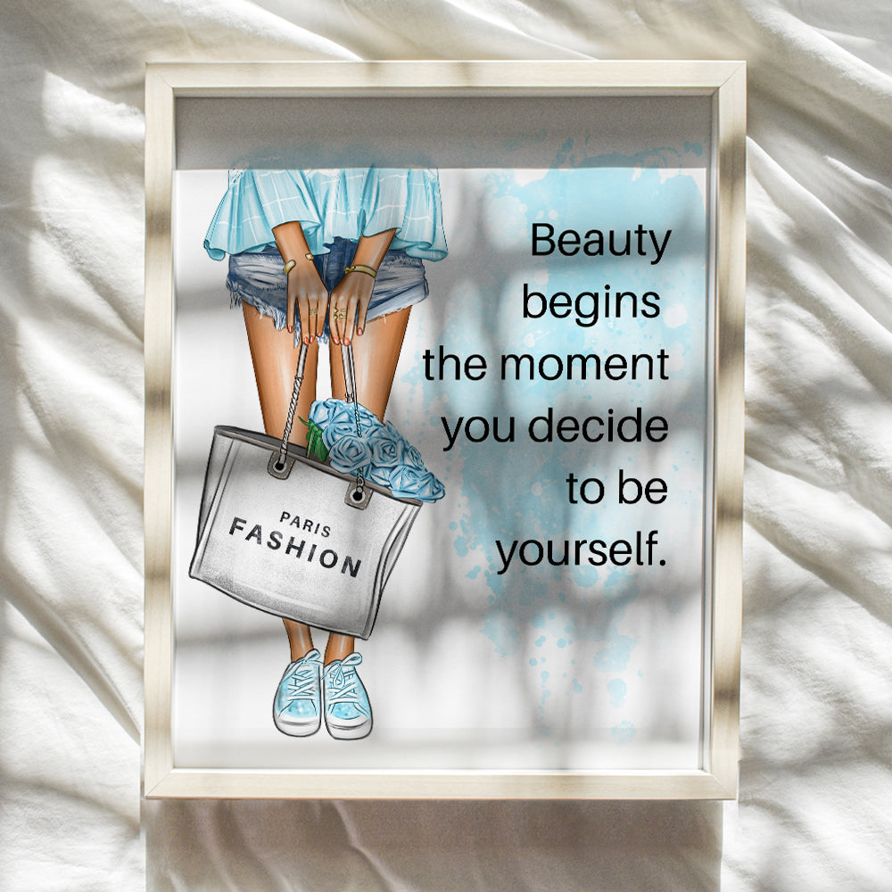 Fashion designer Inspiration Saying Wall Art - Positive Quotes Wall Decor for Women - Glamour Wall Decor - Blue Decor - Motivational poster - Luxury Designer Gift for Teens Bedroom, Girl Room