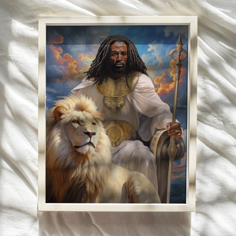 African American Wall Decor for Black Men - Black Art - masculine Motivation Inspirational Wall Art & Decor - Jesus God Christian Home Decor - spiritual Religious Gift - Man cave Picture Poster print