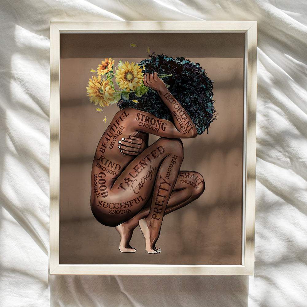 Black women Wall Art & Decor - Black Art - African American Wall Art - Afro Black Woman Wall Art - African American Women Wall Art - I Am - Positive affirmation Black Girl Magic Poster - UNFRAMED 8x10