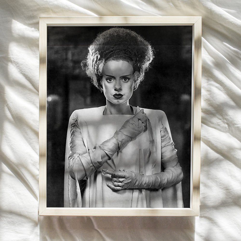 Bride of Frankenstein Poster - 8x10 Frankenstein Decor - Horror Movie Posters - Hollywood Movie Wall Art Decor Photo - Home Theater Decor for Women - Bridal Shower Gifts - Frankenstein Mary Shelley