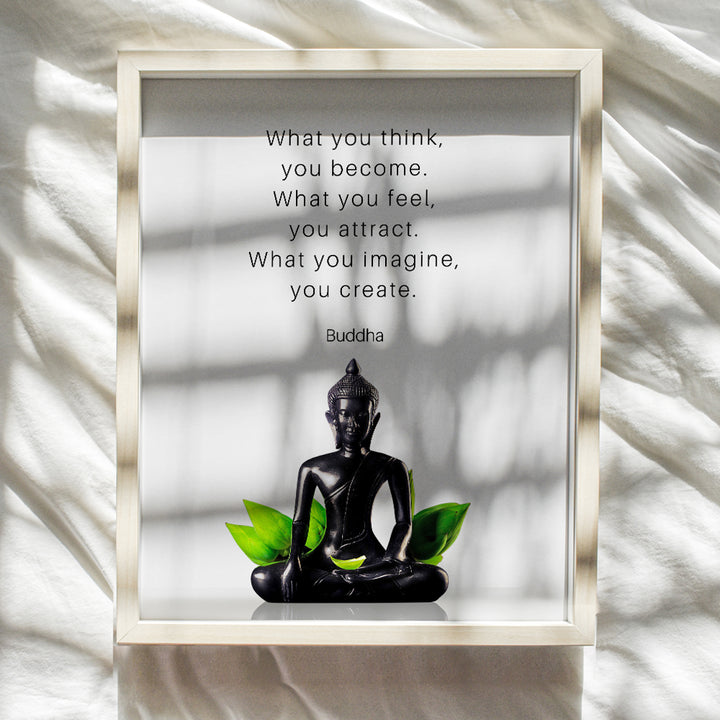 Buddha Quotes Wall Decor - Inspirational Quote Wall Art - Zen Meditation Decor - Buddha Statue Wall Art - Spiritual Gifts for Women, Men - New Age Spa Room Decor - Yoga Wall Art - Buddhism Buddhist