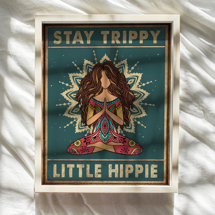 Trippy Wall Decor - Stay Trippy Little Hippie Wall Decor - Boho Wall Decor for Women, Girls - Hippie Room Decor - Bohemian Wall Art - Zen Decor - Meditation Gifts - Funny Sayings - Hippy Room Decor