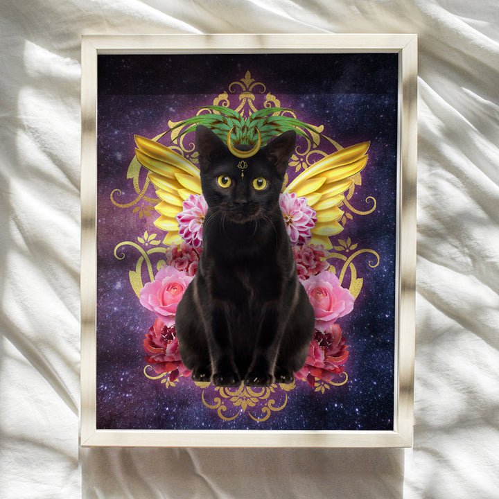 Witchy Cat Wall Art & Decor - Cat Memorial Gifts - Black Cat Gifts for Women - Pagan Gifts - Gothic Home Decor - Goth Room Decor - Wicca Wiccan Witchcraft Witch Decor - Cute Cat Gifts - 8x10 Picture