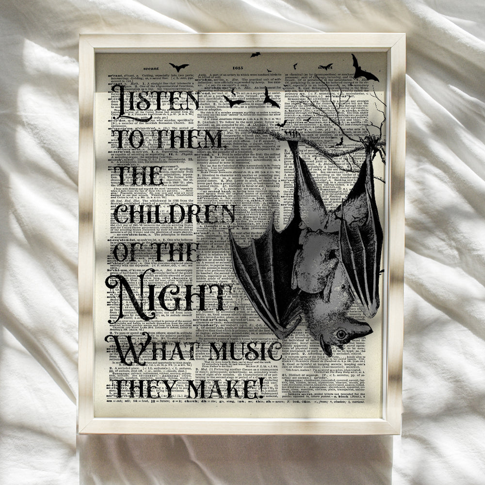 Vampire Bats Wall Decor - Dracula Bram Stoker Quote - Gothic Home Decor - Creepy Medieval Wall Art - Gift for Steampunk, Victorian, Renaissance Faire Fan - Vintage 8x10 Spooky Poster Print for Home