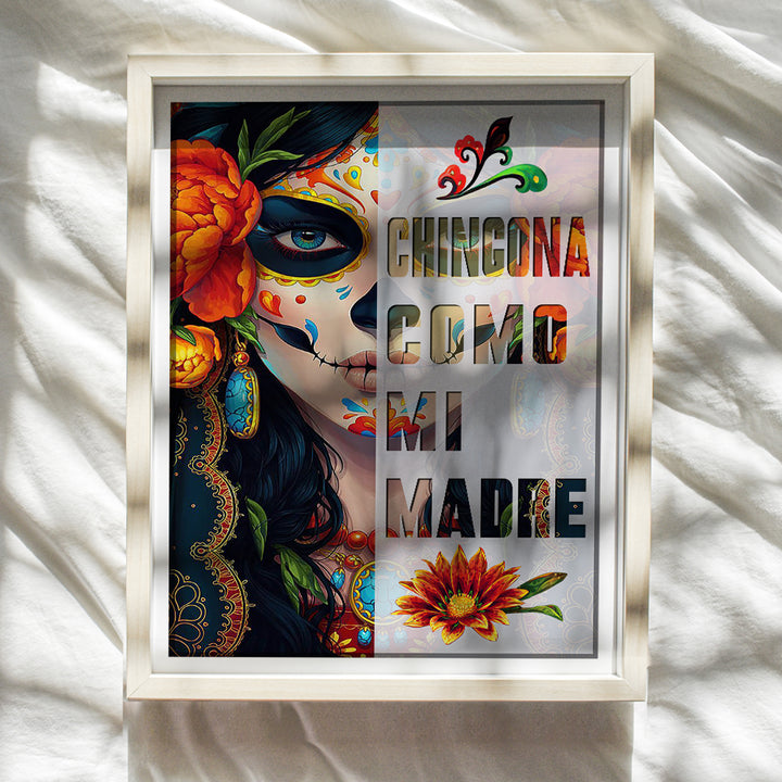 Mexican Wall Art - Mexican Theme Style Folk Art - Decoracion Para Mujer - Latina Chingona Regalos Para Mujer - Decoracion de Pared - Sugar Skull Decorations - Mexican Themed Gifts for Women, Girls