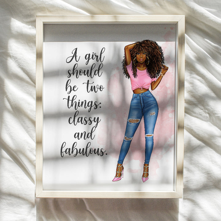 Inspirational Quote for Black African American Women - Glam High Fashion design Wall Decor - Couture Gift for Designer Shoes Fan- Luxury Wall Art - Home decoration for Bathroom, Girls Teens Bedroom