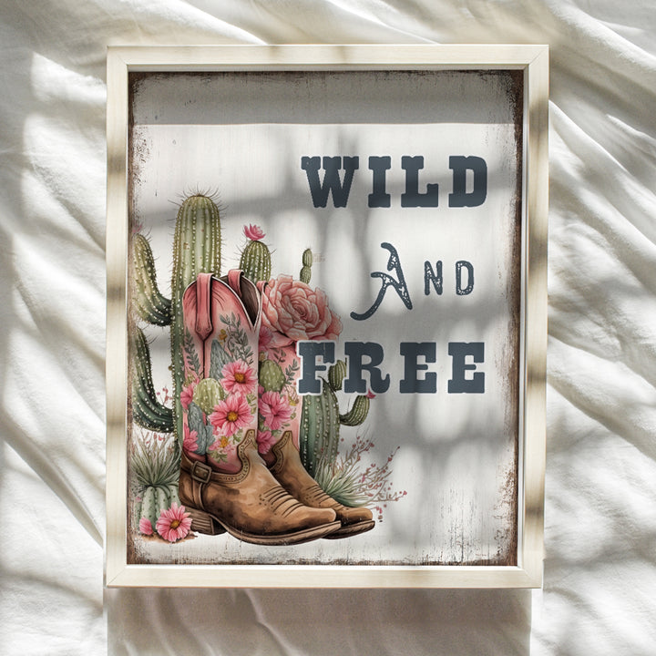 Western Wall Decor for Woman - Rustic Wall Decor - Country Home Decor - Wall Decor for Girls, Tween Girls, Teen Girls Room Decor - Cactus Shabby chic Wall Art - Inspirational Farmhouse Boho Wall Art