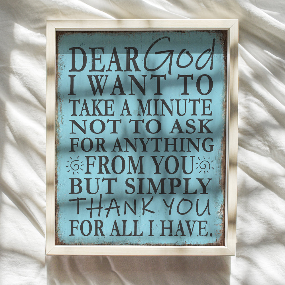 God Wall Decor - Religious Gifts for Women - Christian Gifts - Positive Catholic Wall Art - Inspirational Spiritual Quote - Church Decorations - Light Blue Decor - Grateful Wall Art - Faith Wall Decor