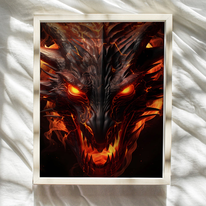 Dragon Wall Decor - Sci Fi Wall Art - Wall Decor for Men - Boys Room Decor, Man cave Decor - Video game Room Decor, Gaming Gamer Room Decor, Dorm Room Decor- Dragon Decorations - Fantasy Gamer Gifts