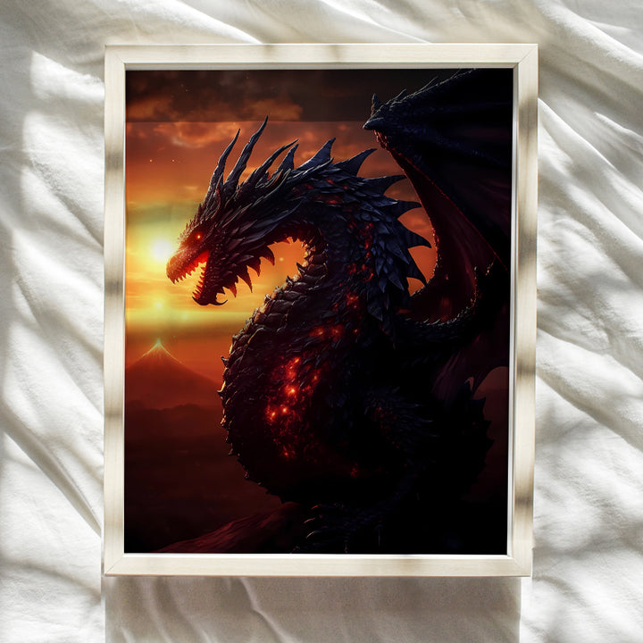 Sci Fi Dragon Wall Art - Dragon Wall Decor - Video Game Room Decor, Gamer Room Decor, Gaming Room Decor - Dorm, Man cave, Boys Bedroom, Teen Boys Room Decor for Men - Fantasy Decor - Posters for Men