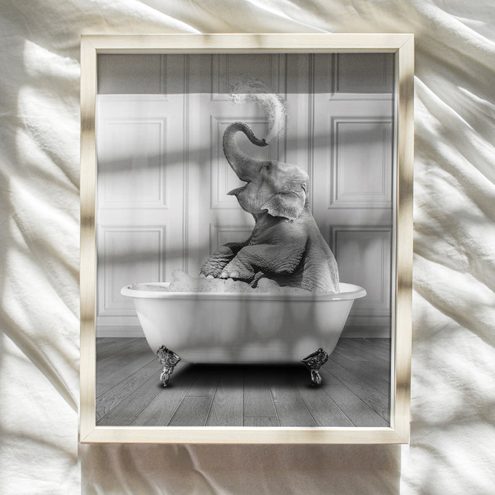 Bathroom Wall Art - Elephant Wall Art - Funny Kids Bathroom Decor - Cute Bathroom Accessories - Bathroom Decorations for Women - Guest Bathroom Pictures Poster Prints - Powder Room - Restroom Sign