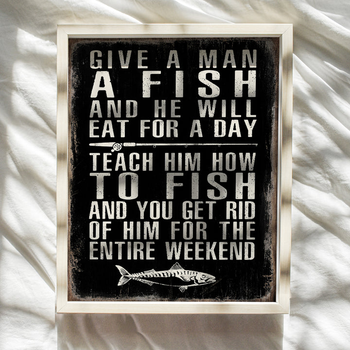 Funny Fishing Wall Decor - Fishing Gifts for Men, Man Cave - Fish Wall Decor - Fishing Wall Art - Fish Decorations - Lake House Decor for the Home - Beach House Decor - Fish Poster